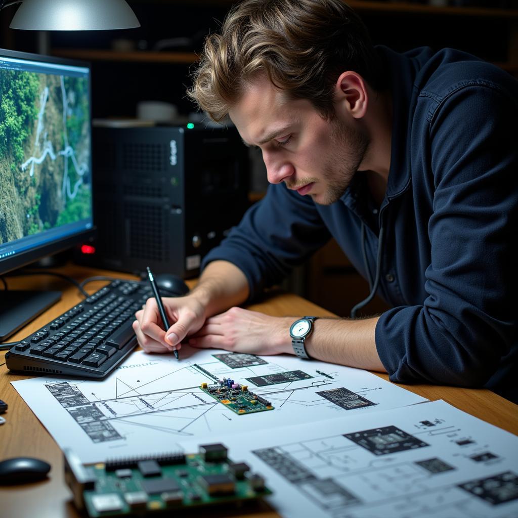 SBC product head working on a new single-board computer design