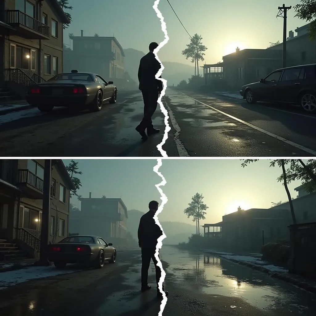 Example of screen tearing in-game