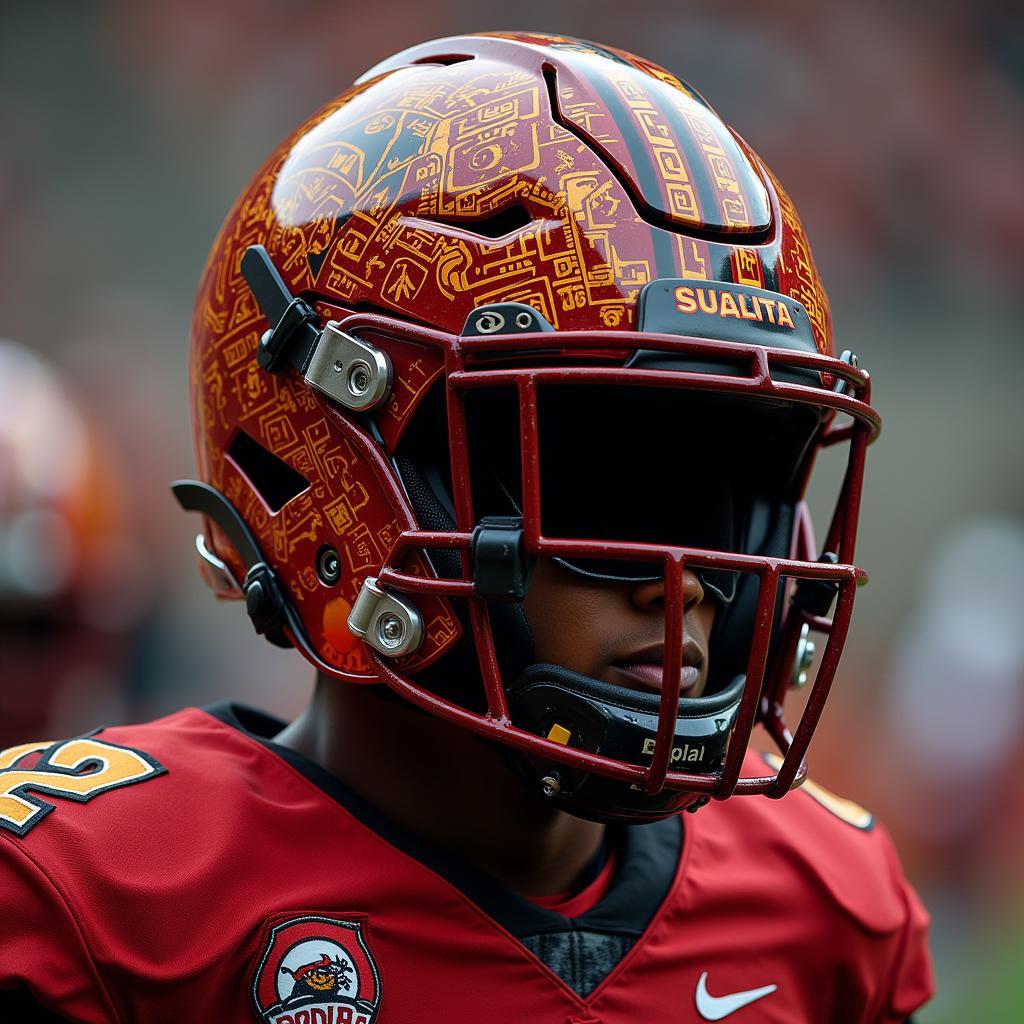 Close-Up View of an SDSU Helmet