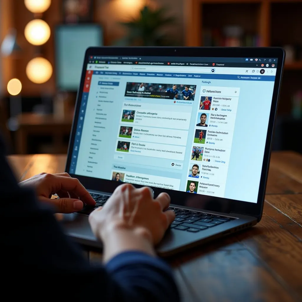 Football fan searching online forums