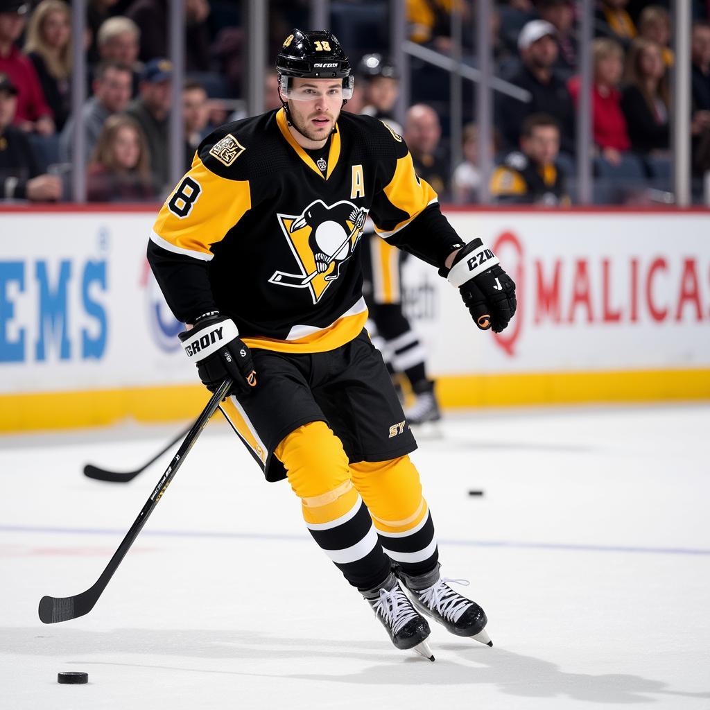 Sidney Crosby in action wearing the Winter Classic jersey