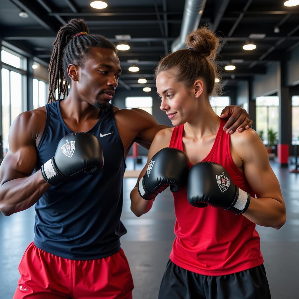 Sim Skinner and Lamine Yamal in training