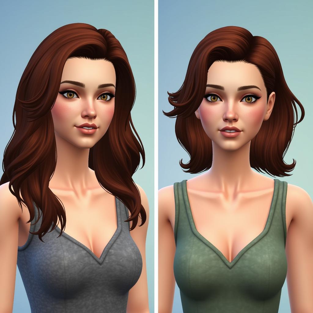 Sims 3 Default vs. Replacement Hair Comparison