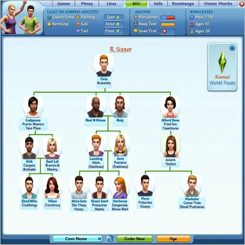 Sims 3 family tree interface