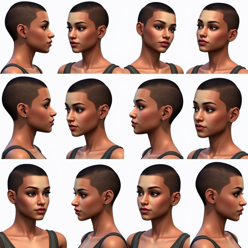 Sims 4 Buzz Cut CC on Different Sims