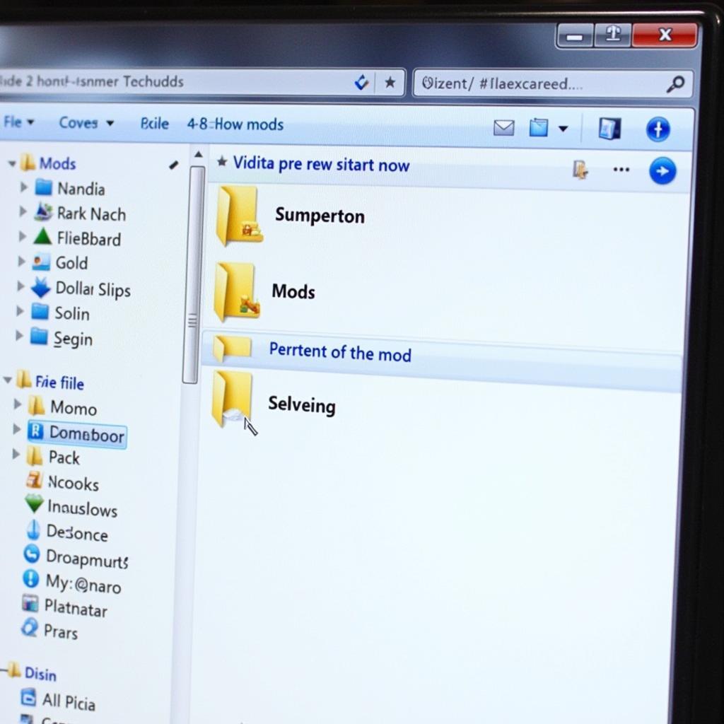 Open folder on a computer displaying various Sims 4 mod files