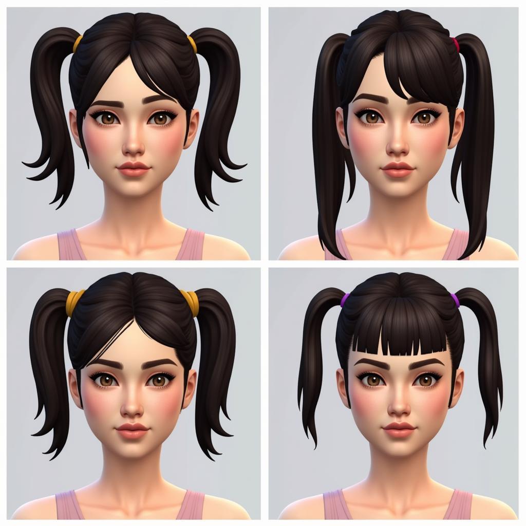 Sims 4 Pigtails on Different Sims