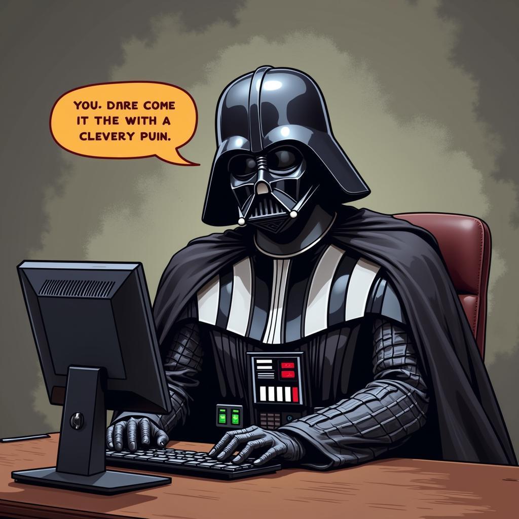 Sith Lord Typing on Computer