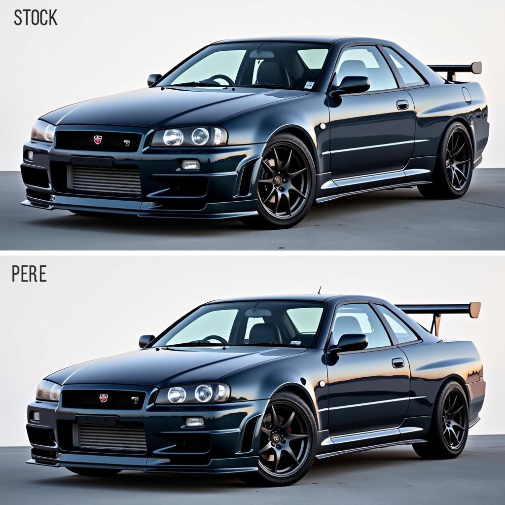 Skyline GTR R34 with stock body and modified body kit