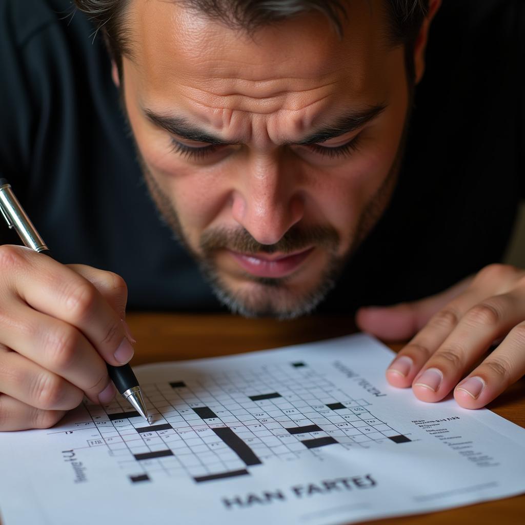 Person Solving a Crossword Puzzle