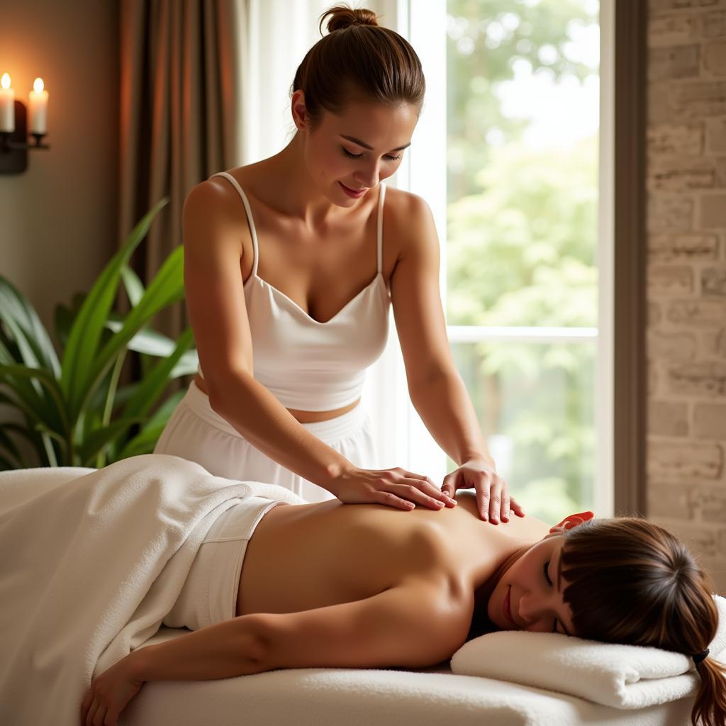 Spa Therapist Giving a Relaxing Massage