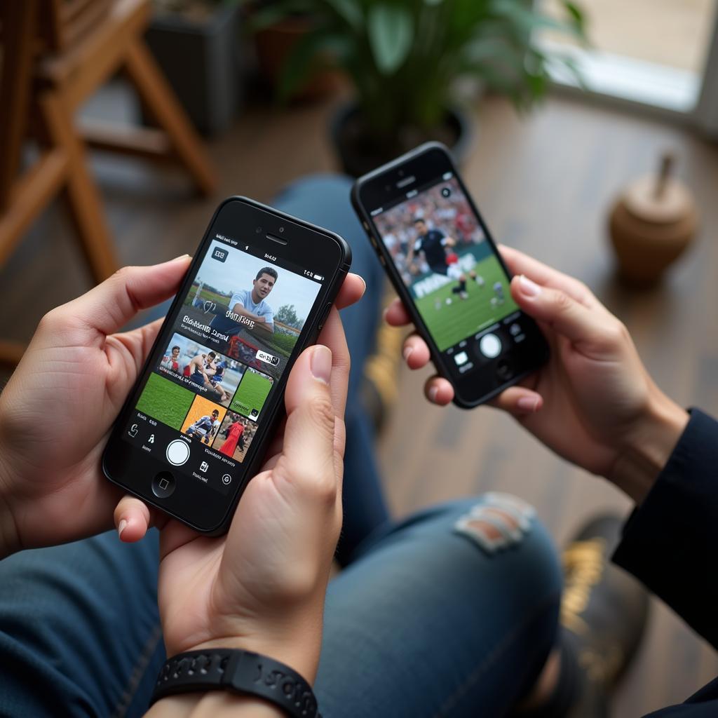 Fans using mobile phones to access sports boards