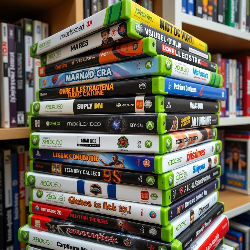 A stack of Xbox 360 game cases