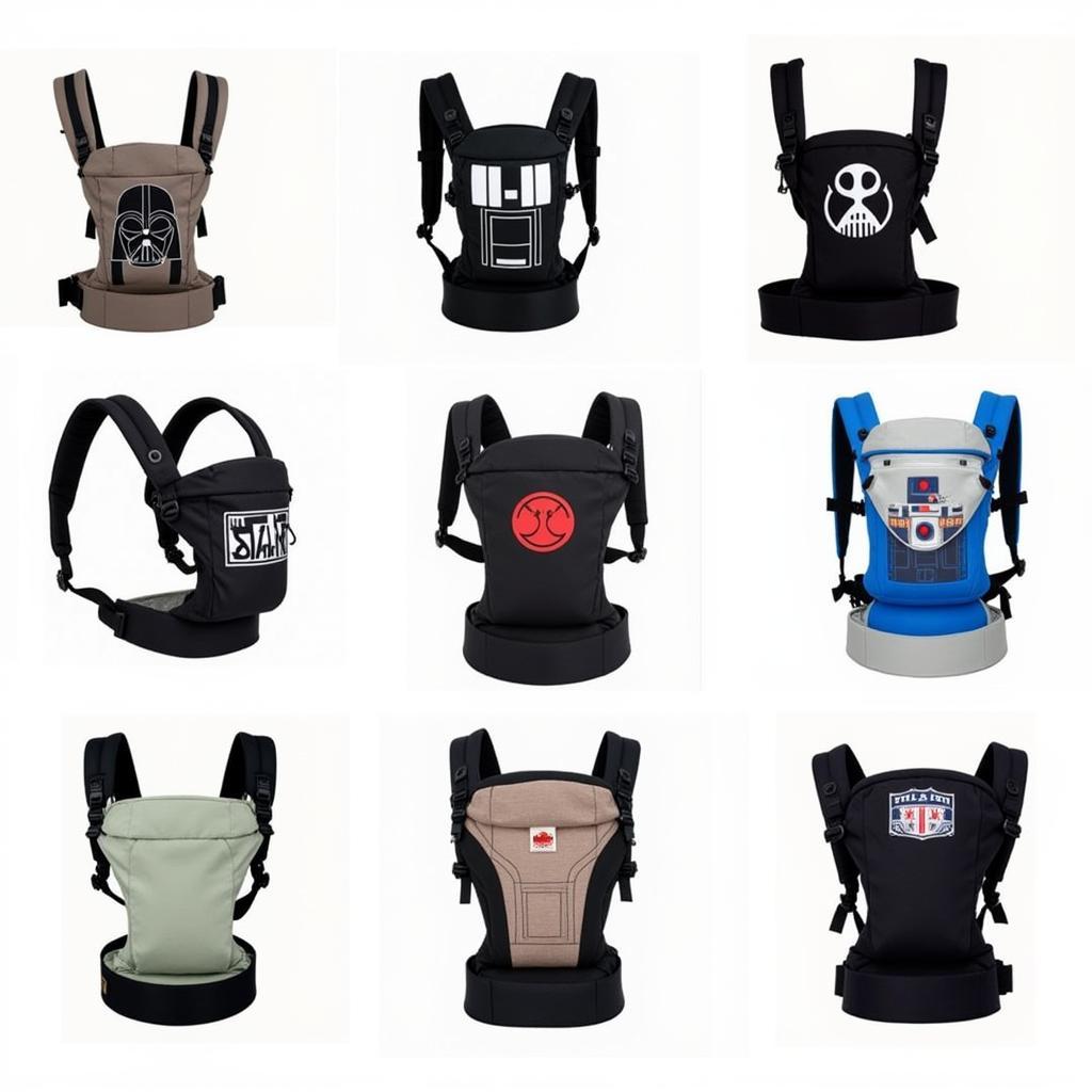 Various Star Wars themed baby carriers