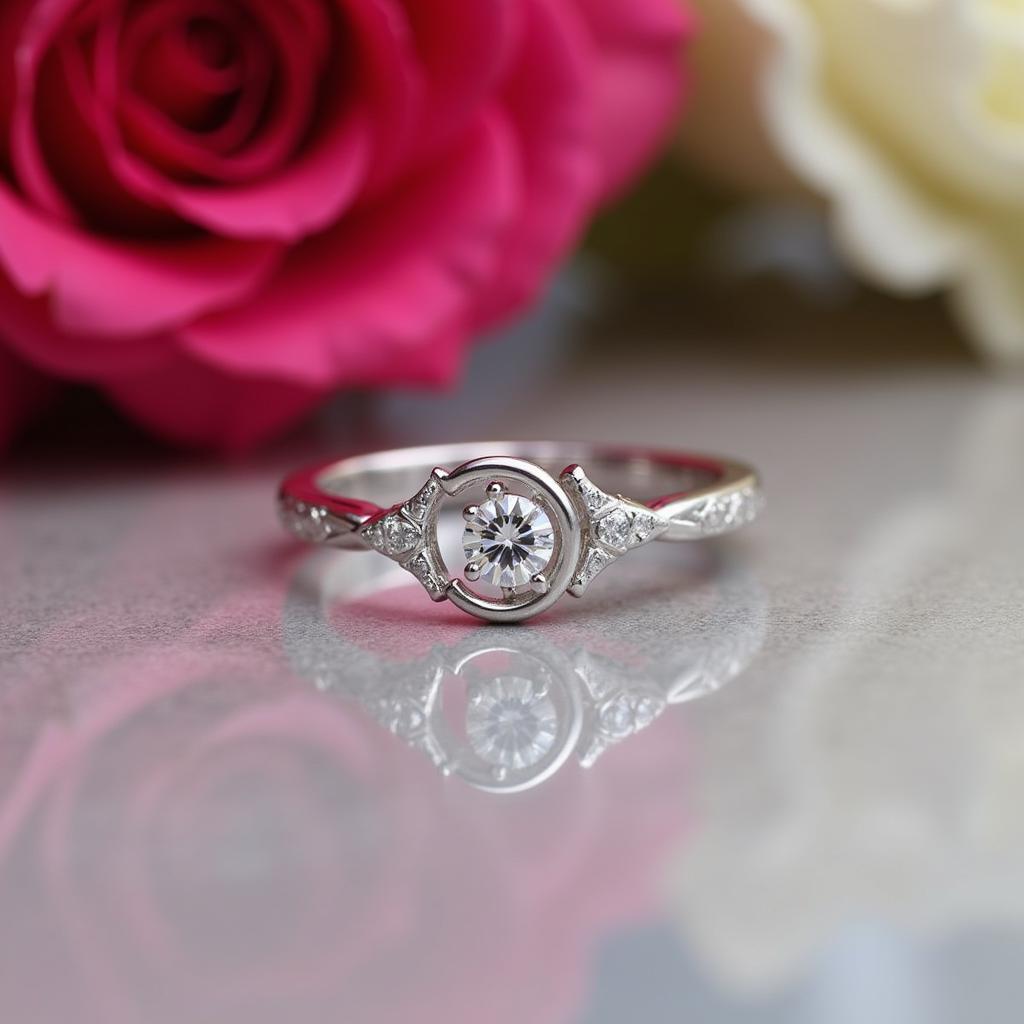 Star Wars engagement ring with Rebel symbol and diamond