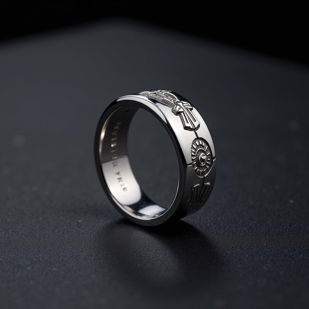 Platinum Star Wars ring with Millennium Falcon engraving