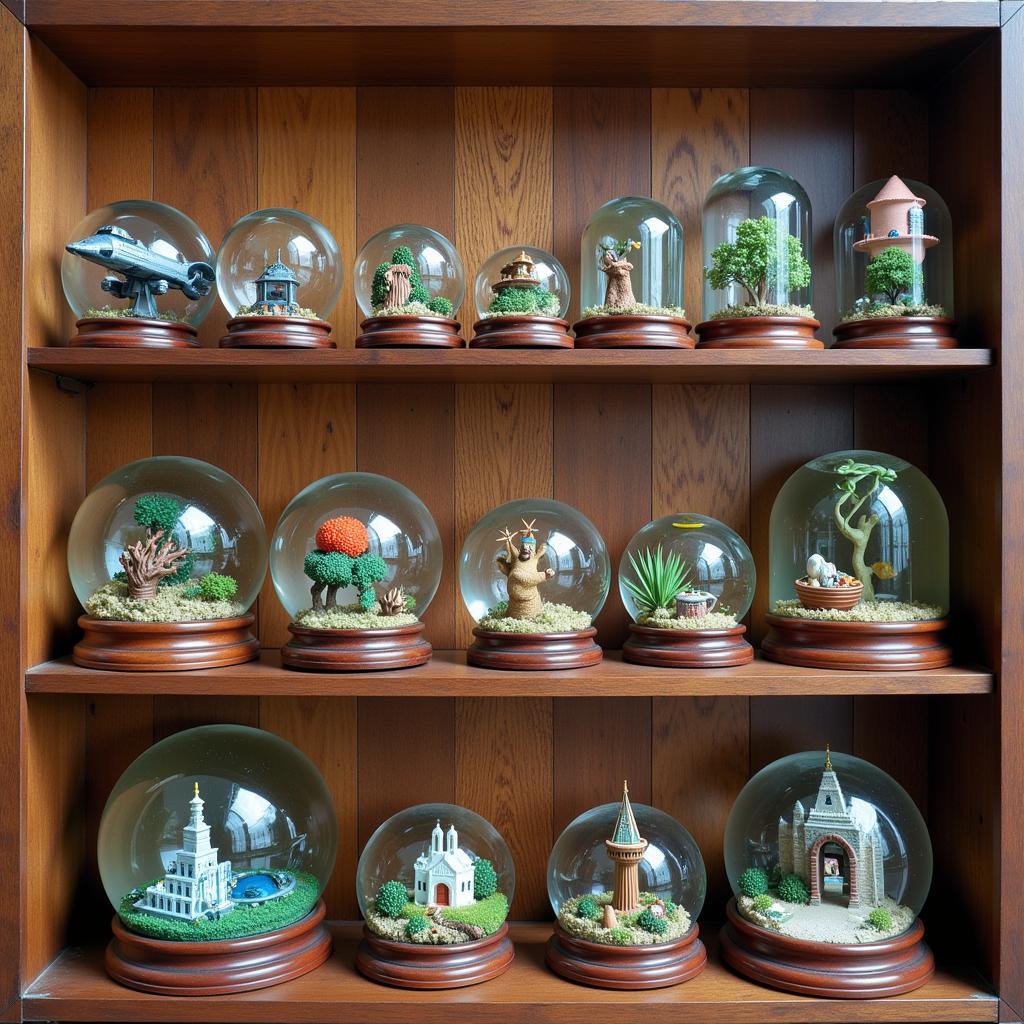 A collection of unique and unusual snow globes