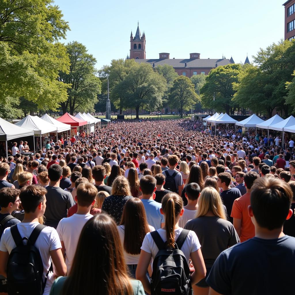 Students attending a college music festival