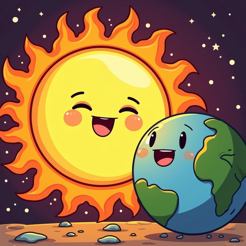 Sun telling a joke to Earth