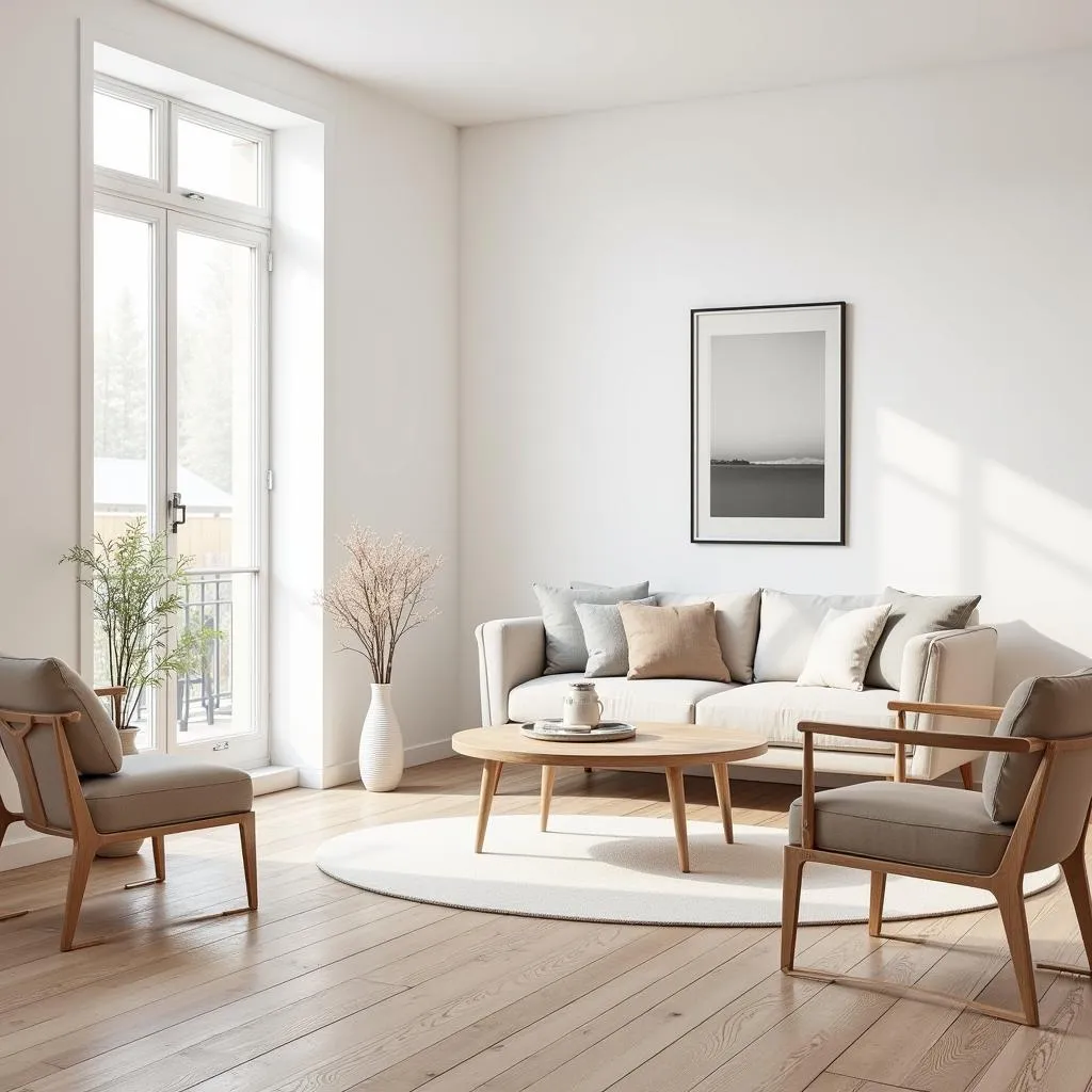 Swedish living room bathed in natural light