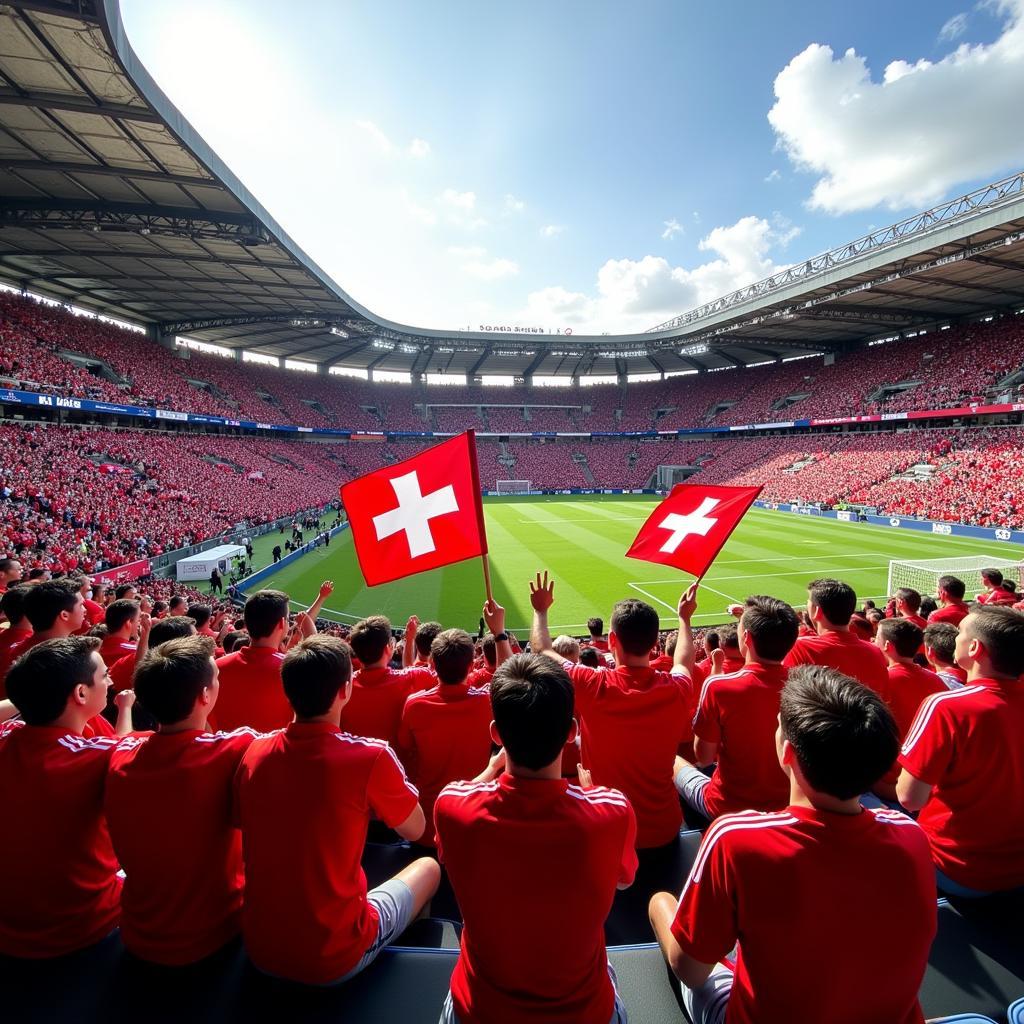 Swiss fans wearing jerseys