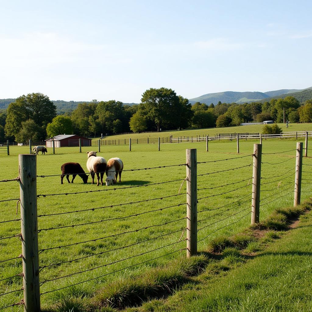 T post fence with livestock