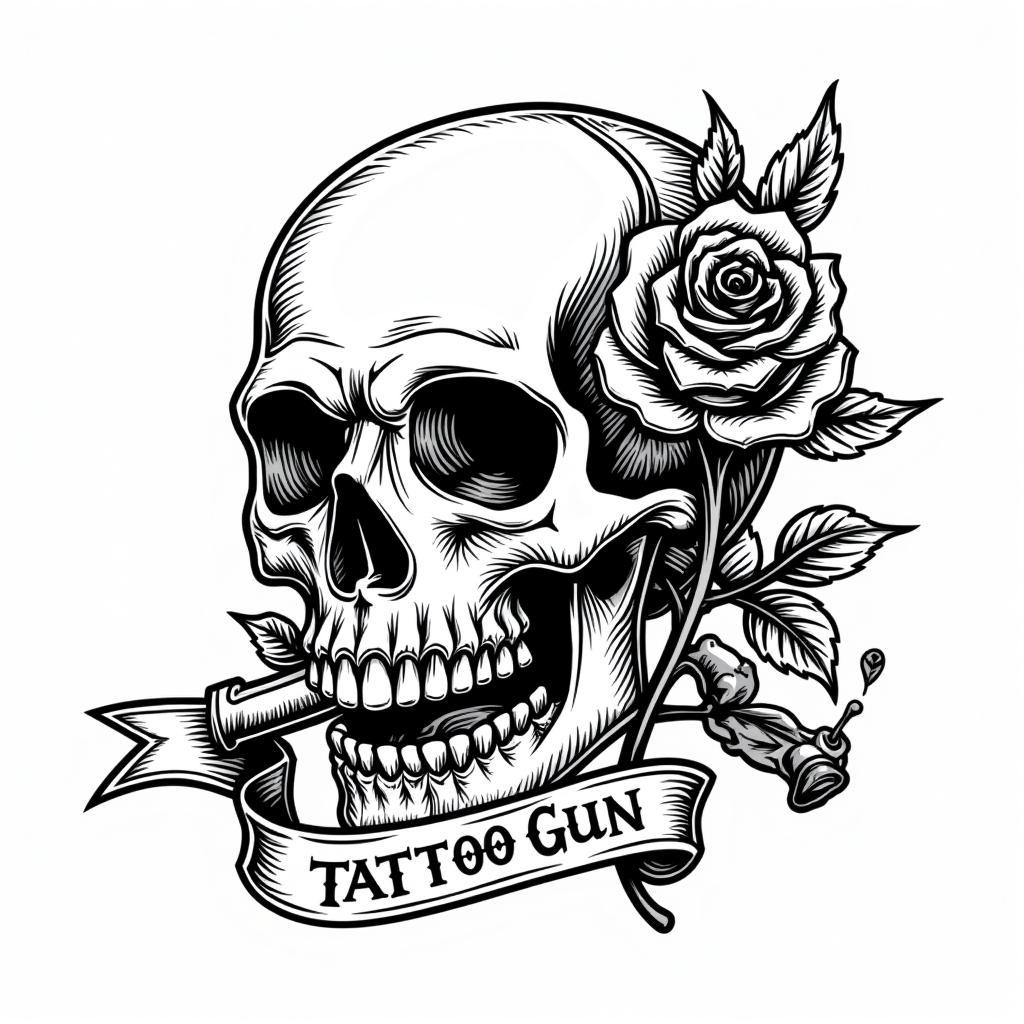 Tattoo gun skull design ideas