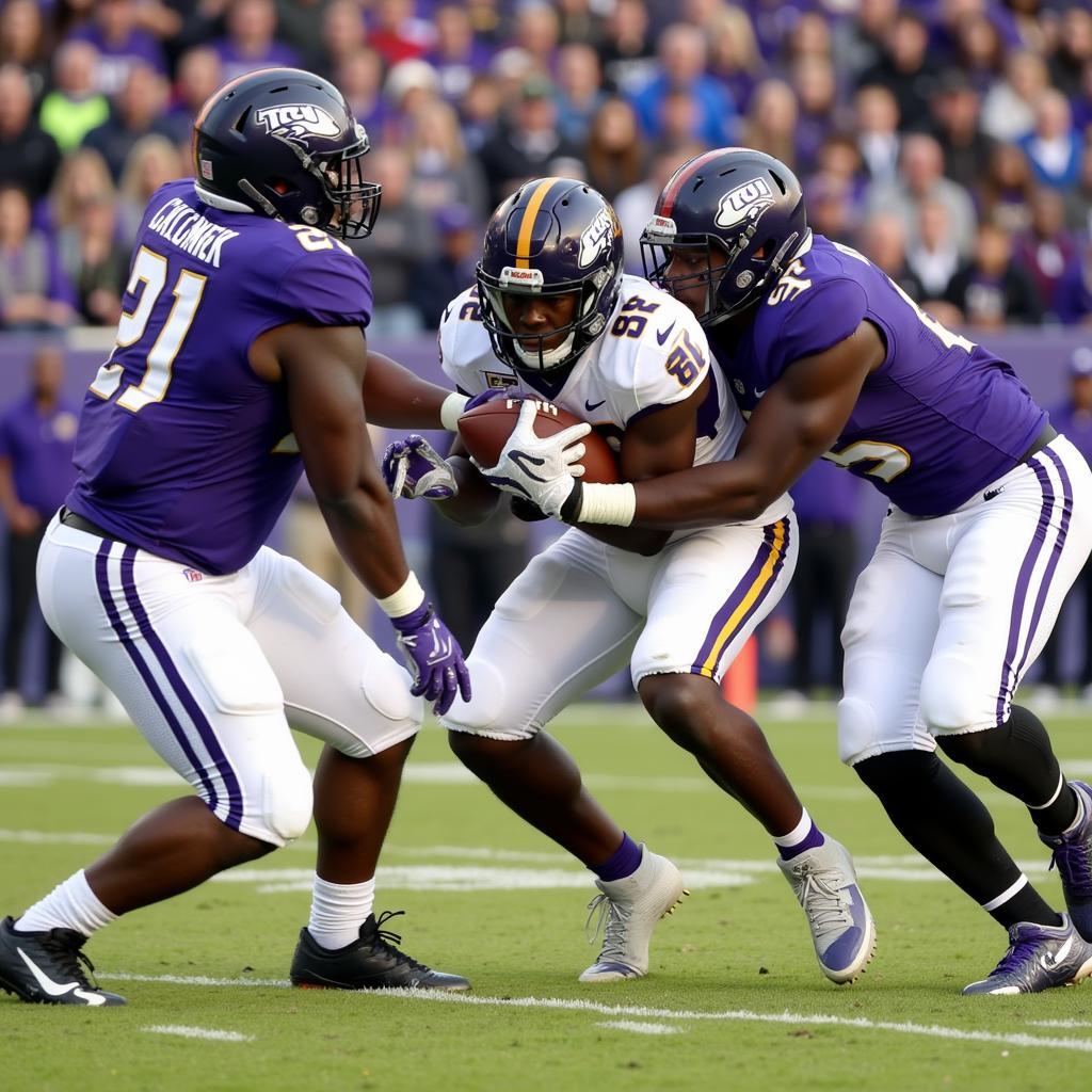 TCU Football Defensive Players Tackling