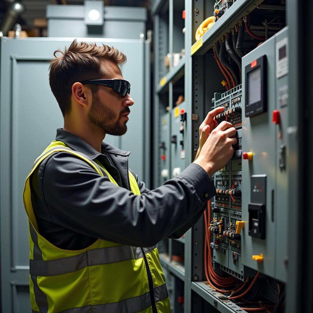 Technician Working on an Electrical Panel