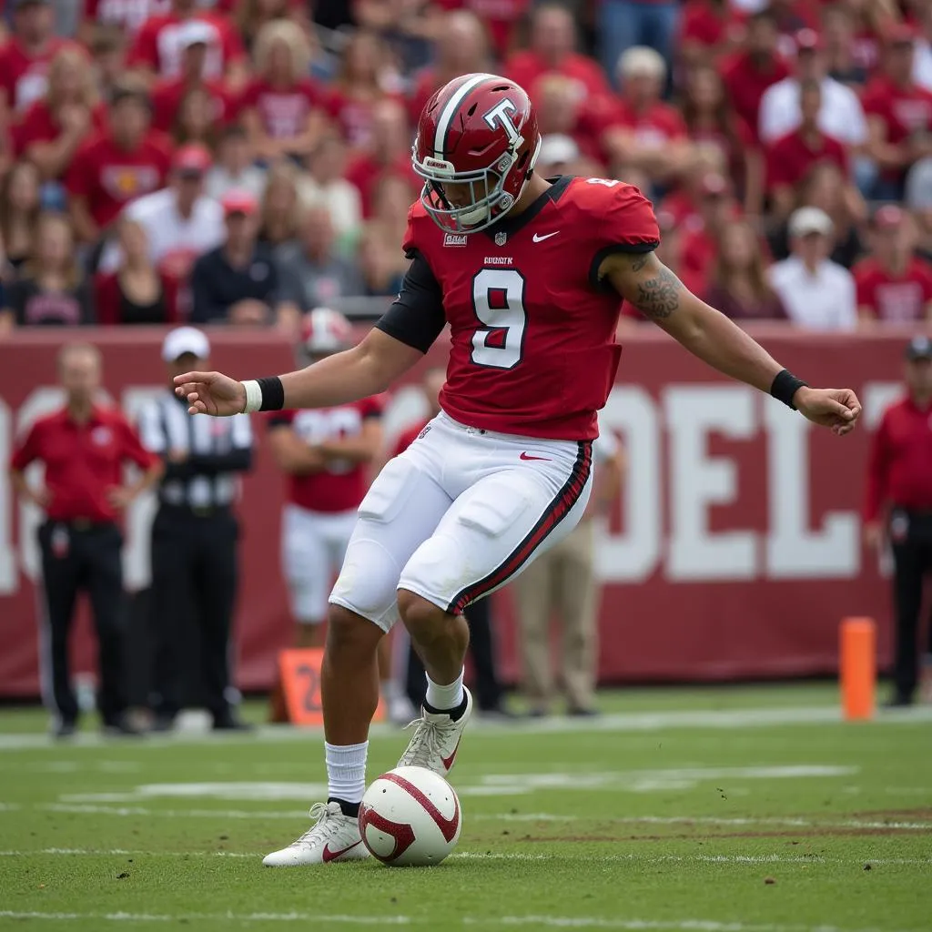 Temple Owls Kicker Attempts a Field Goal