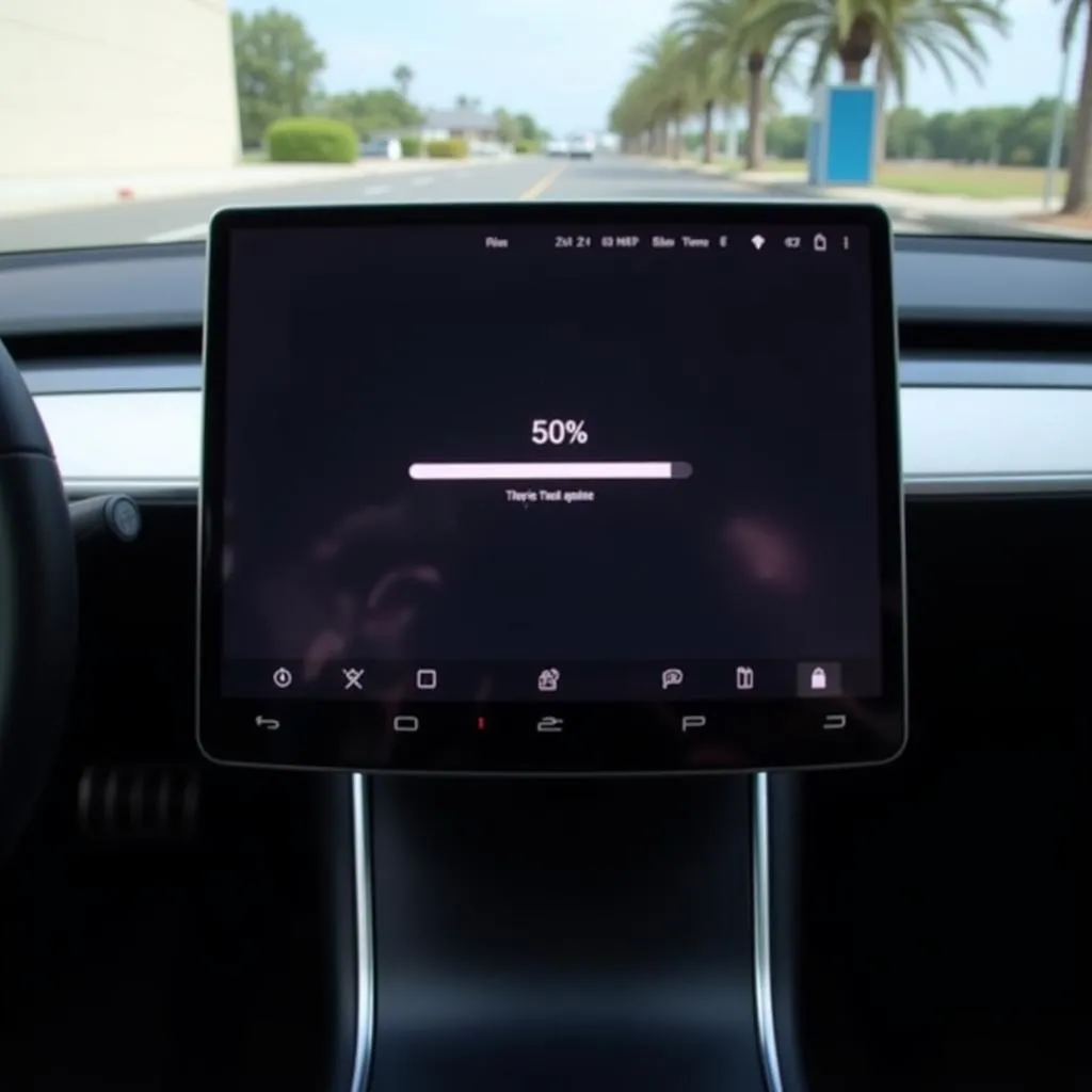 Tesla software update stuck at 50% on the touchscreen