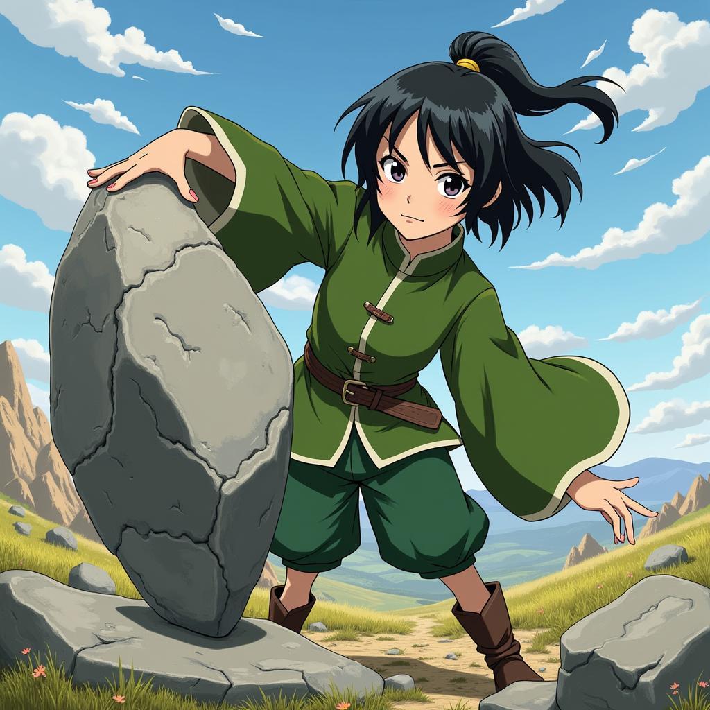 Toph showcasing her Earthbending prowess