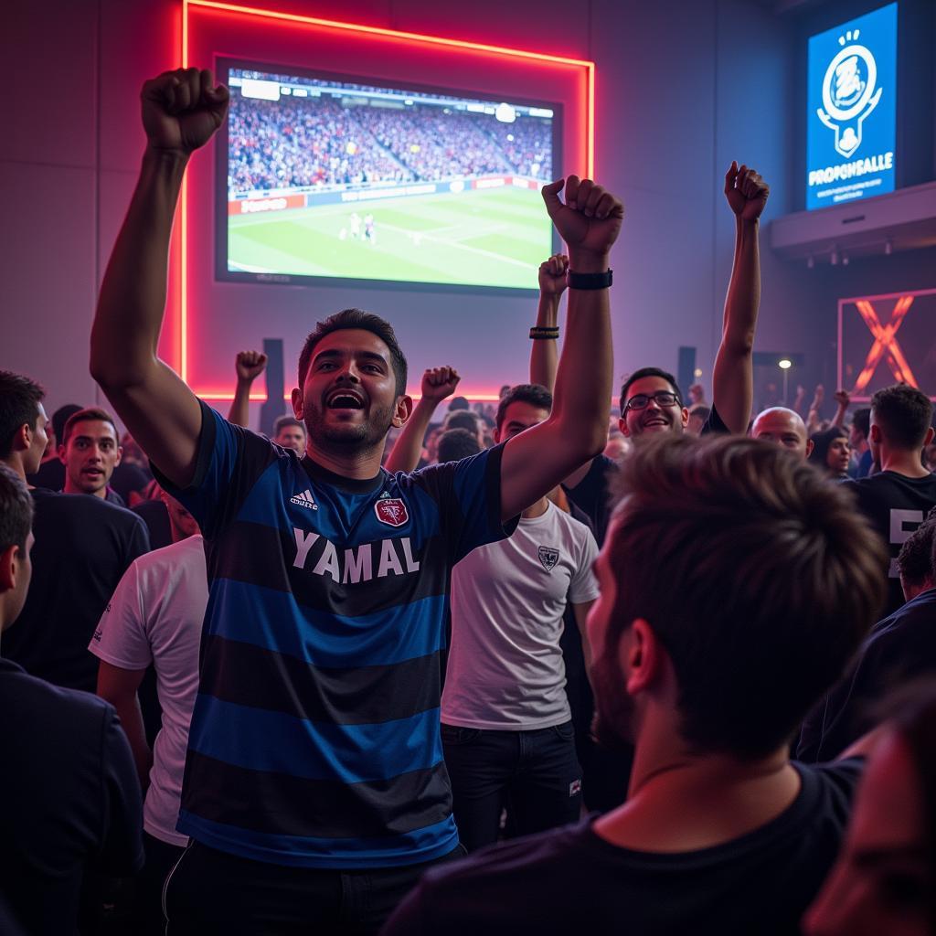 Yamal fans celebrating a goal in a TSM group watch party