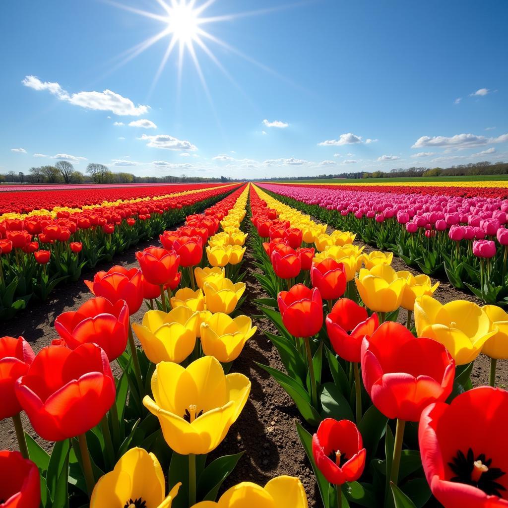 Colorful tulip field in the Netherlands