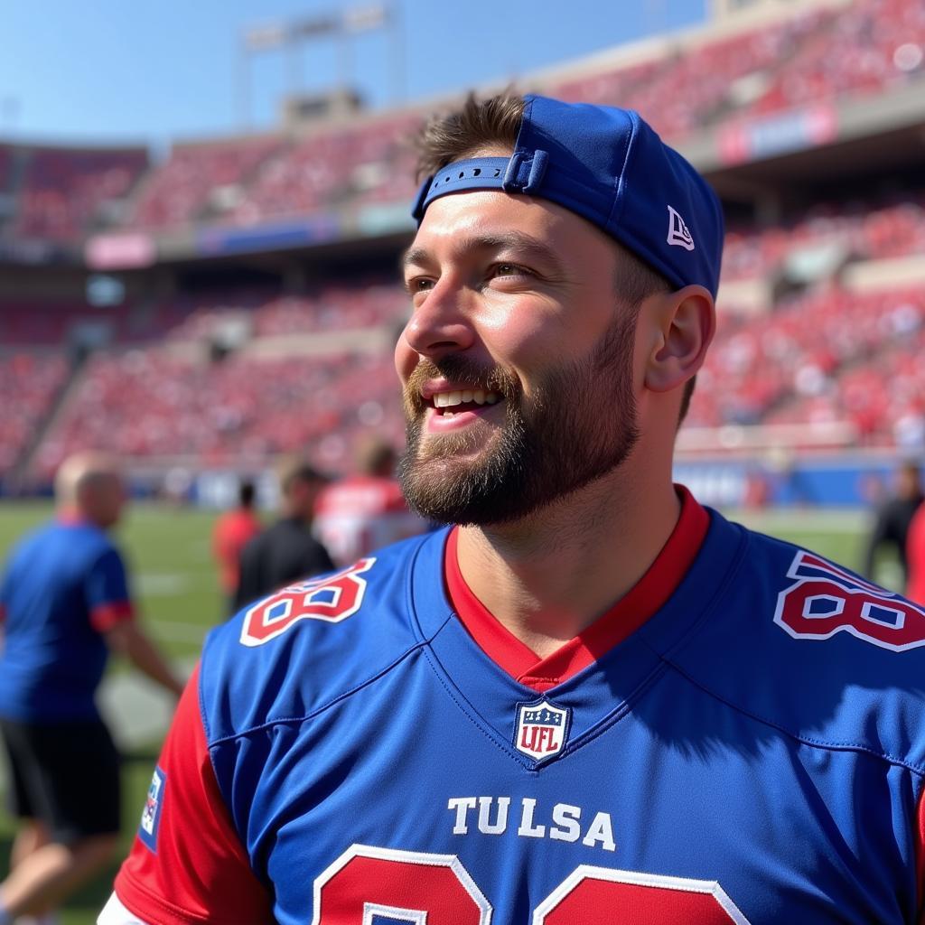 Tulsa football jersey worn by a fan