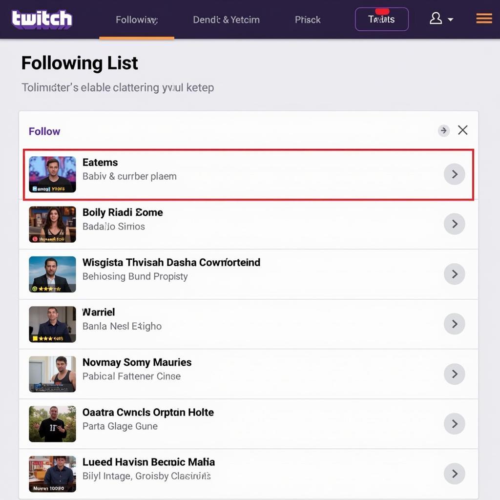 Twitch Following List Missing