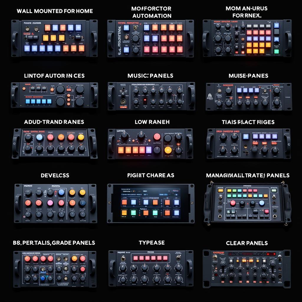 Different types of control panels with lights