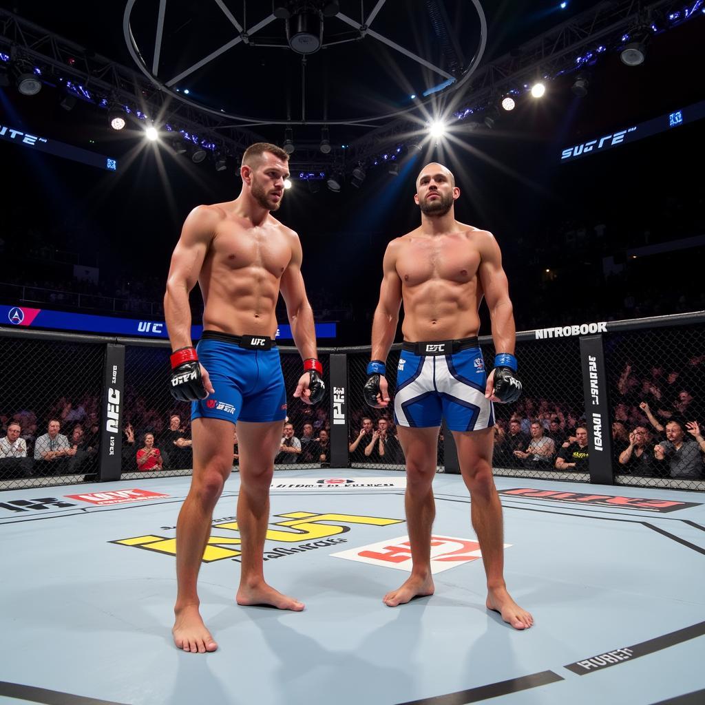 UFC fighters sporting blue shorts