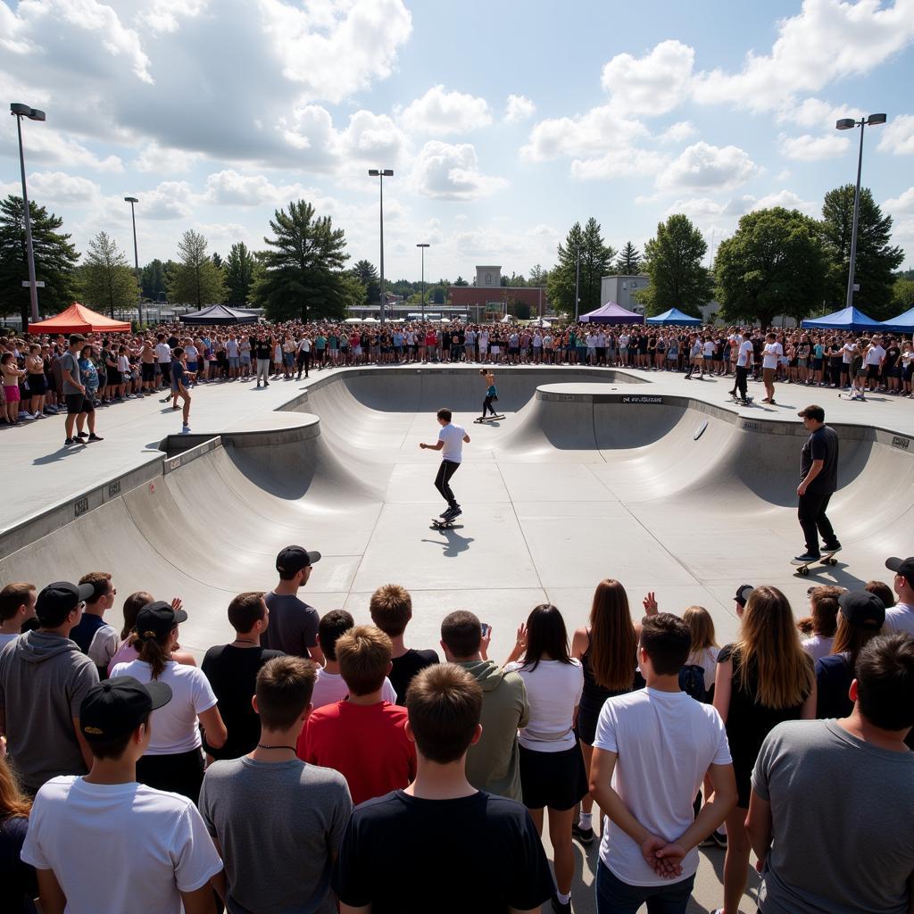 Skateboarding Competition at a Local Skate Park