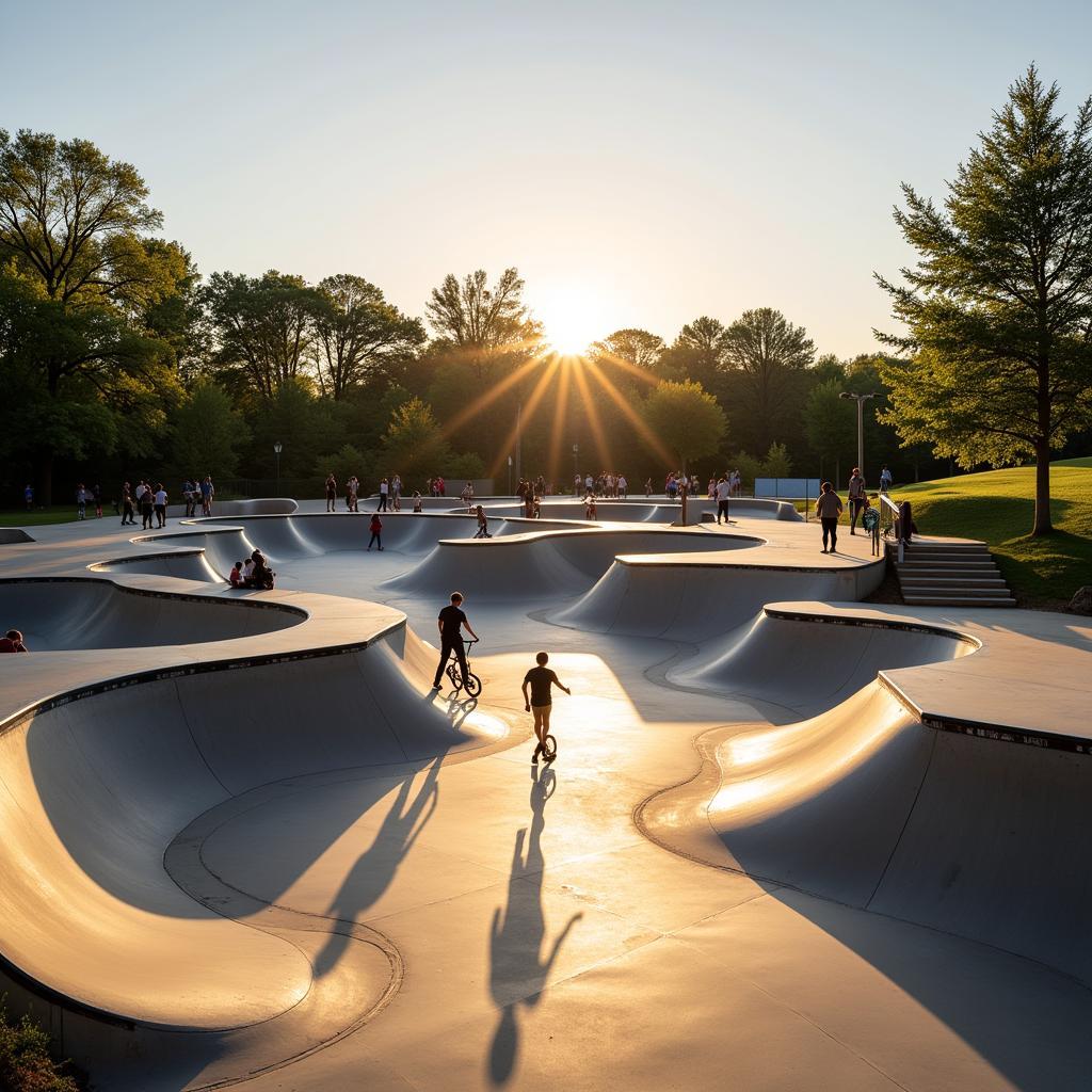 Modern Skate Park Design with Ramps and Rails