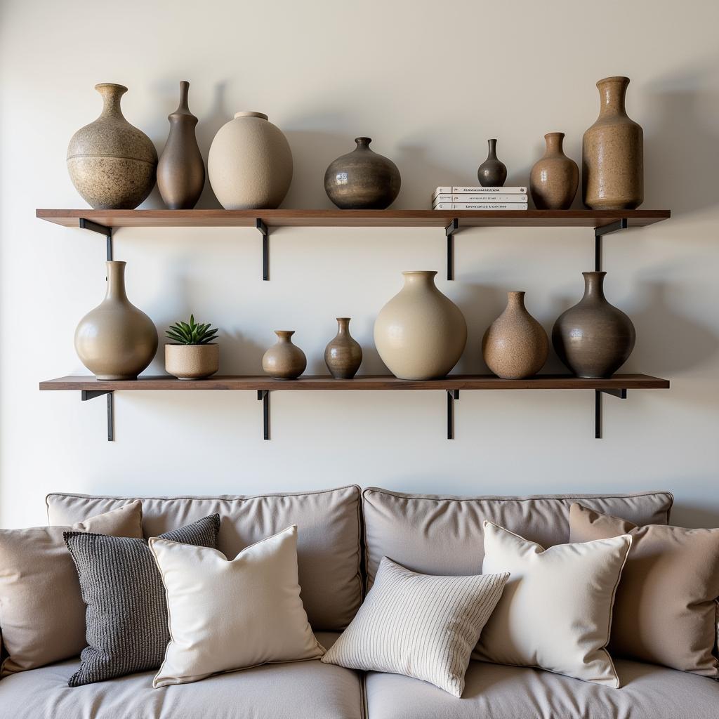 Various Vases Displayed on a Shelf