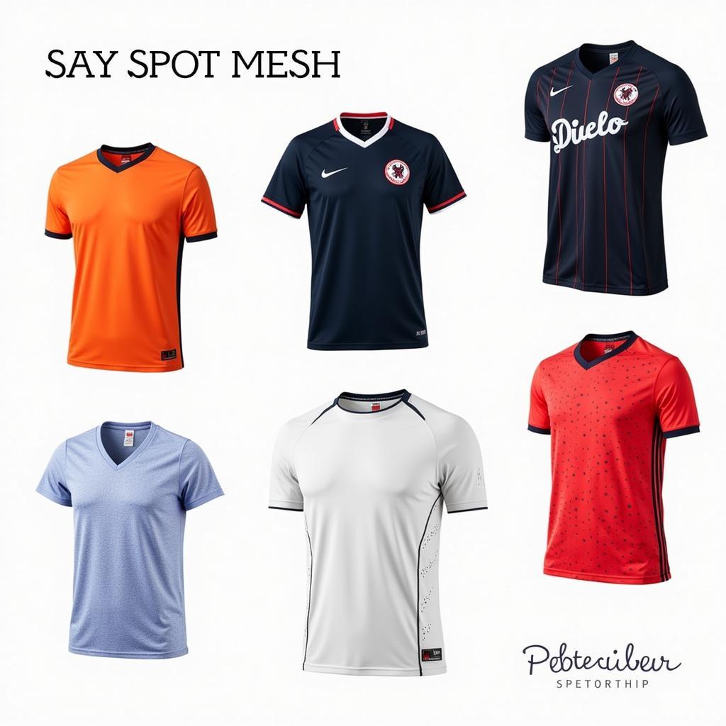 A display of various clothing items featuring spot mesh fabric