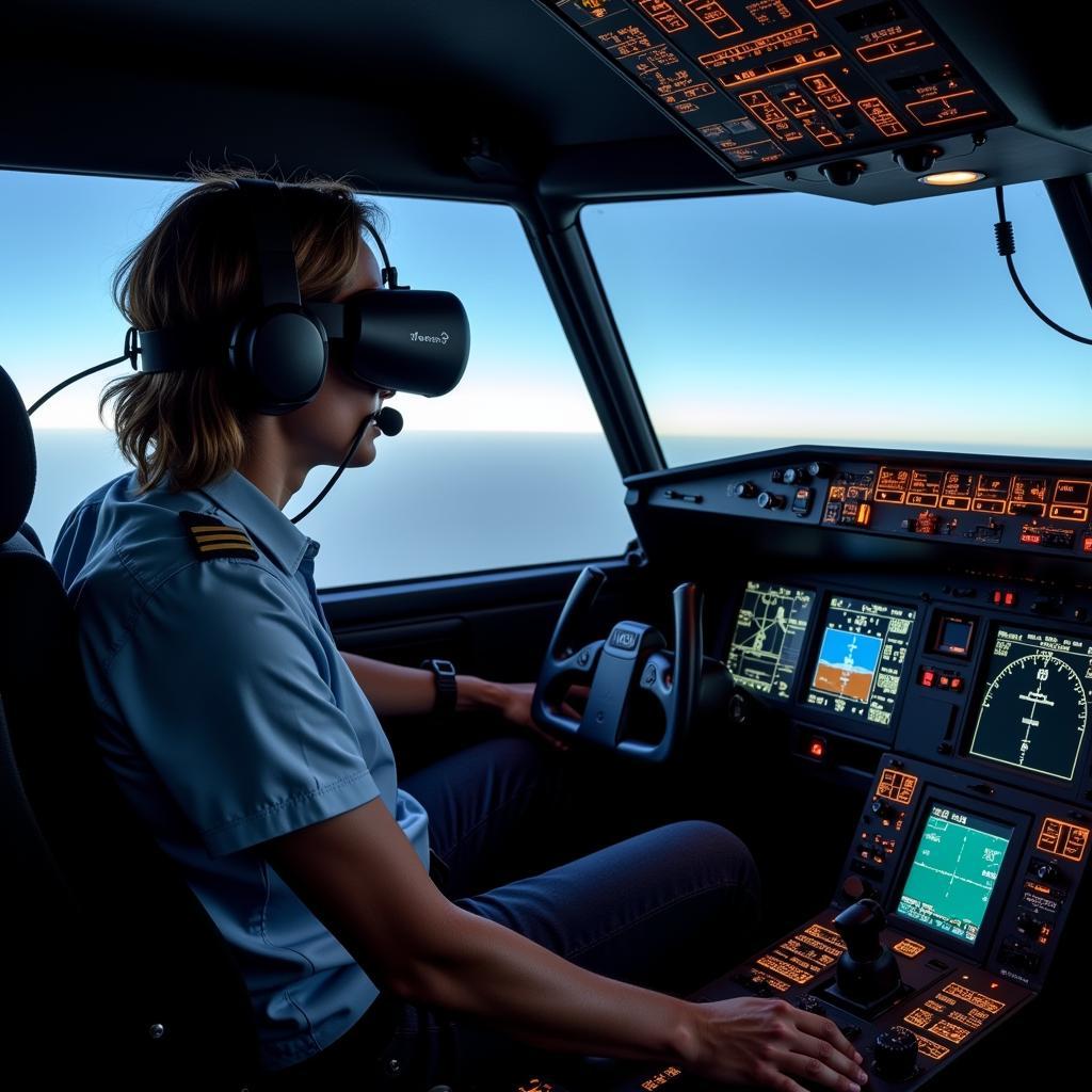 Pilot using Varjo Aero for flight training