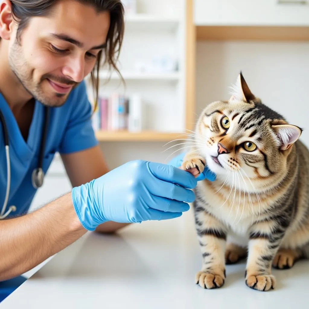 Veterinarian Examining Overweight Cat