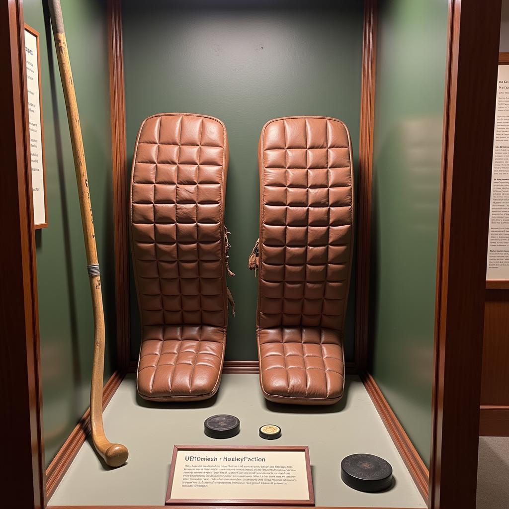 Vintage Goalie Pads on Display