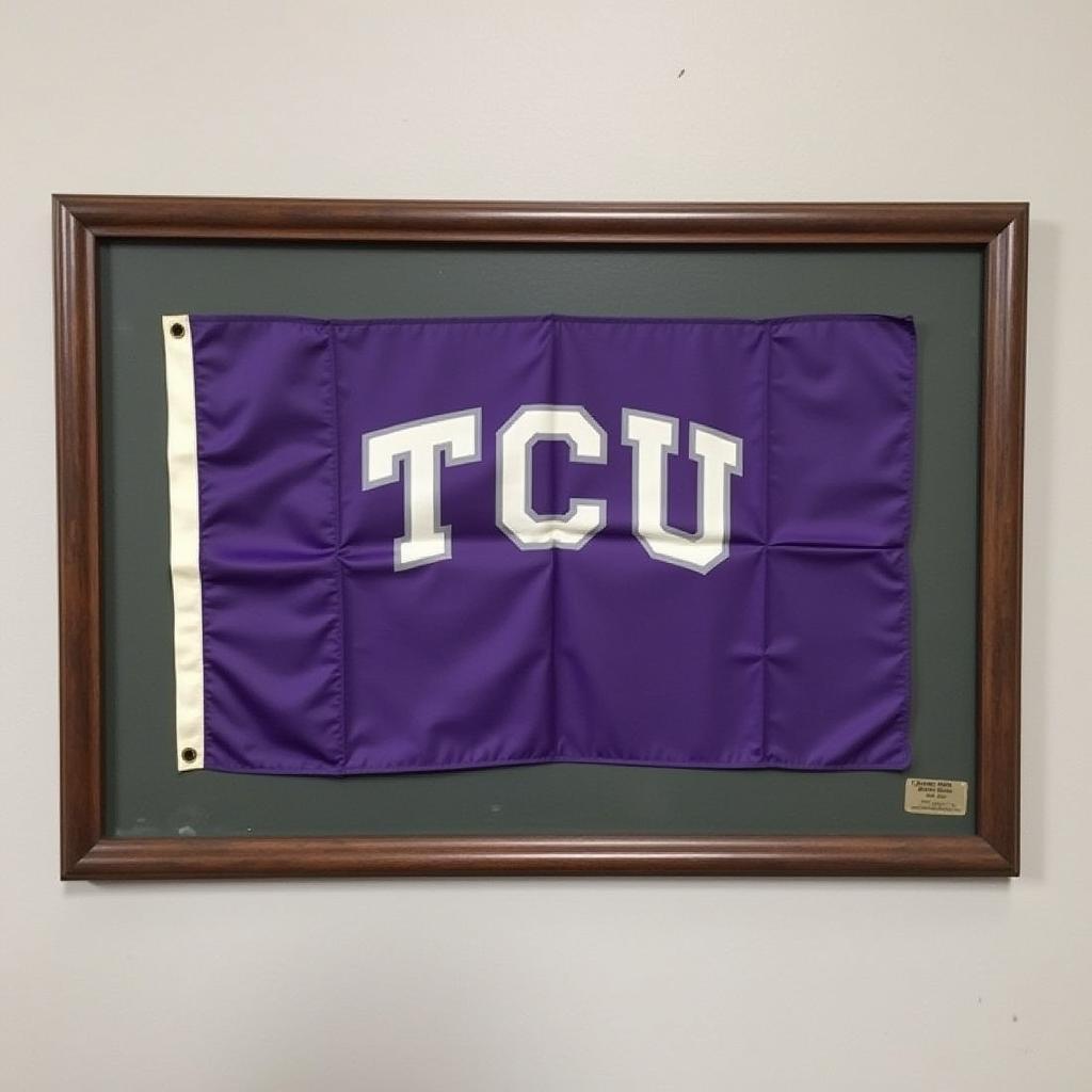 Vintage TCU flag on display