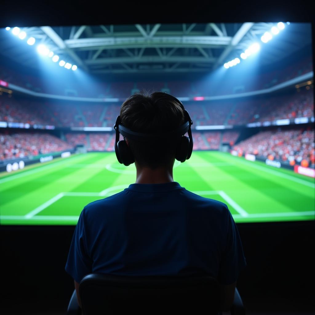 Fan immersed in a VR football experience