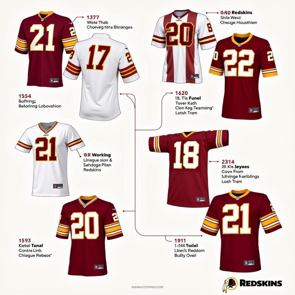 Various Washington Redskins Jersey Throwbacks