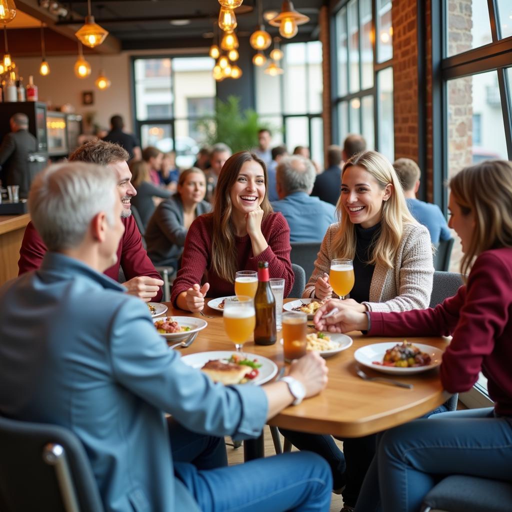 WEA members enjoying a discounted meal at a cafe