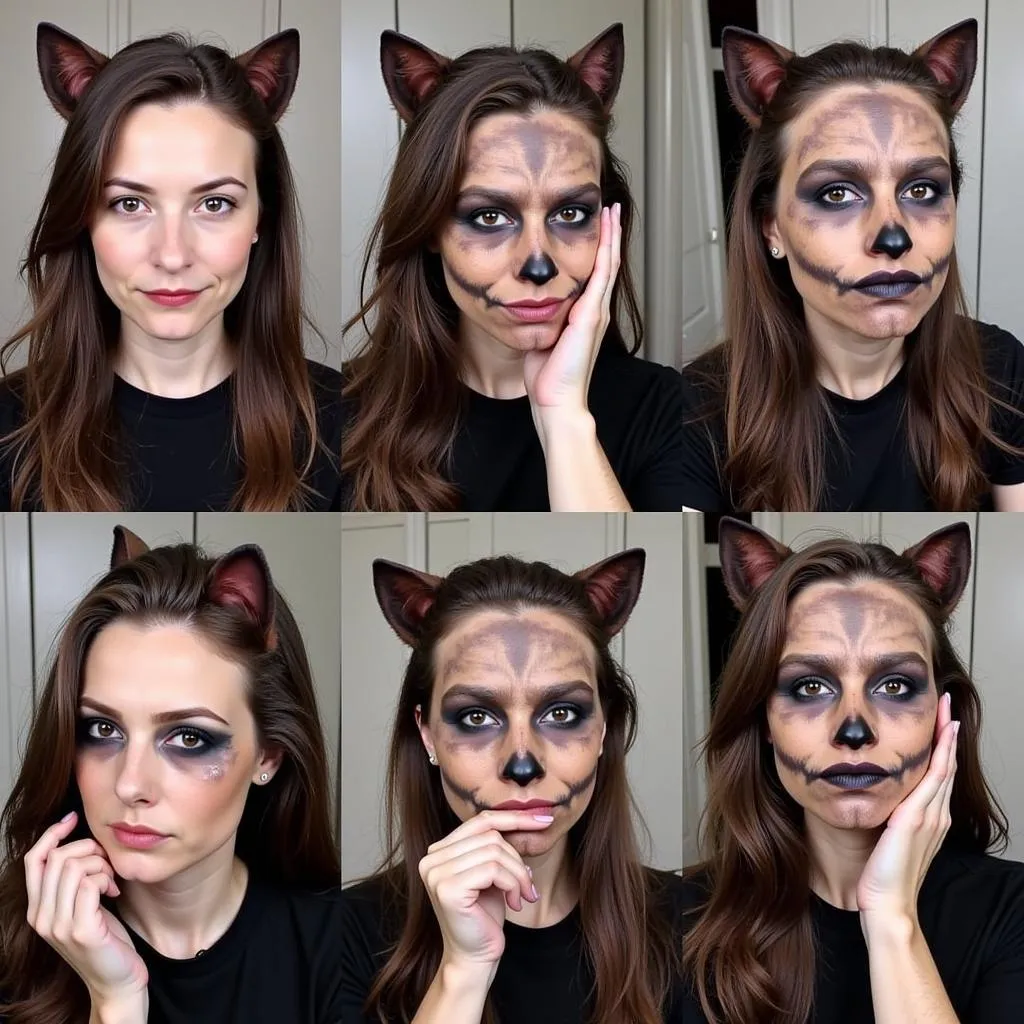 Step-by-step tutorial on applying werewolf makeup